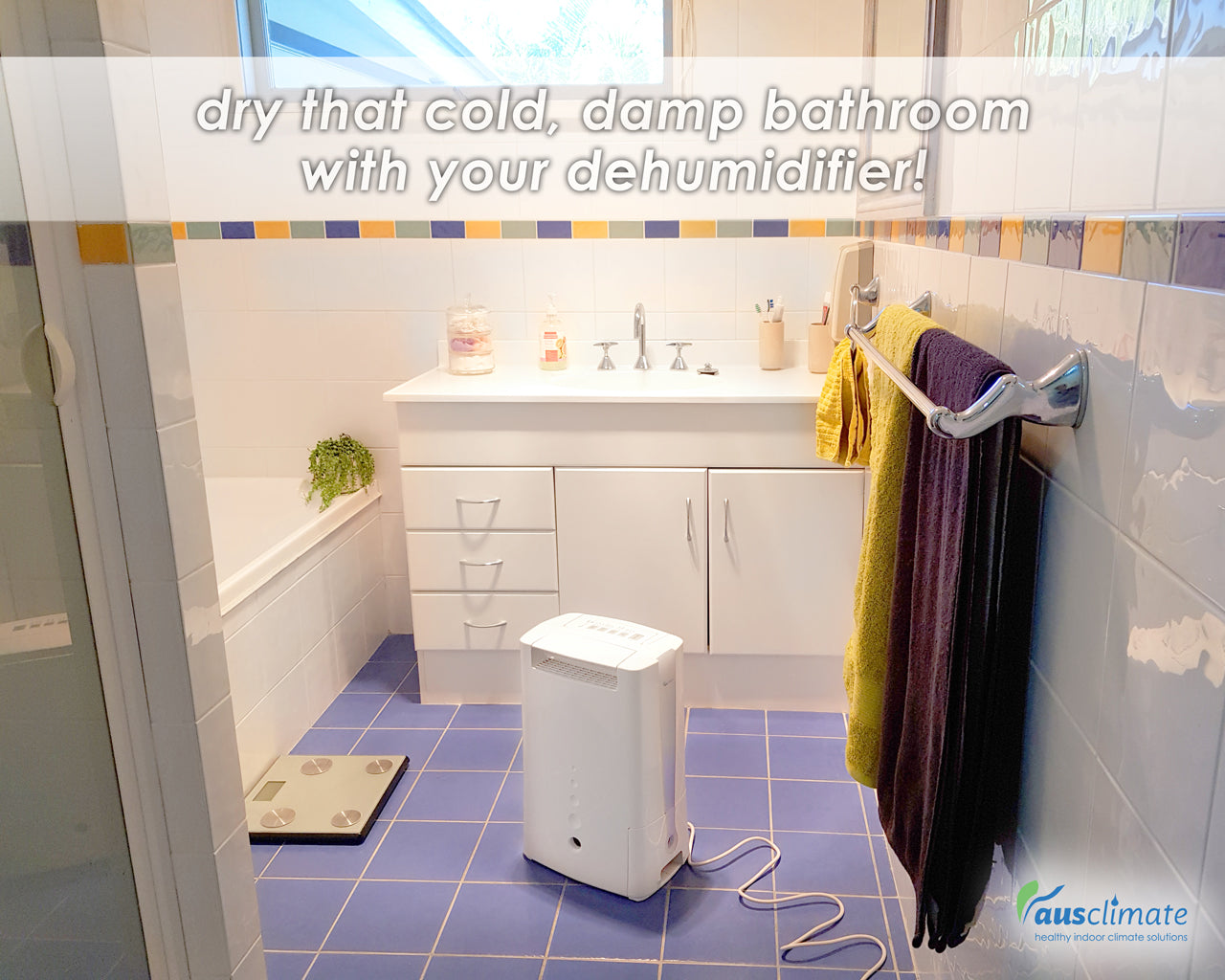 a bathroom with a dehumidifier